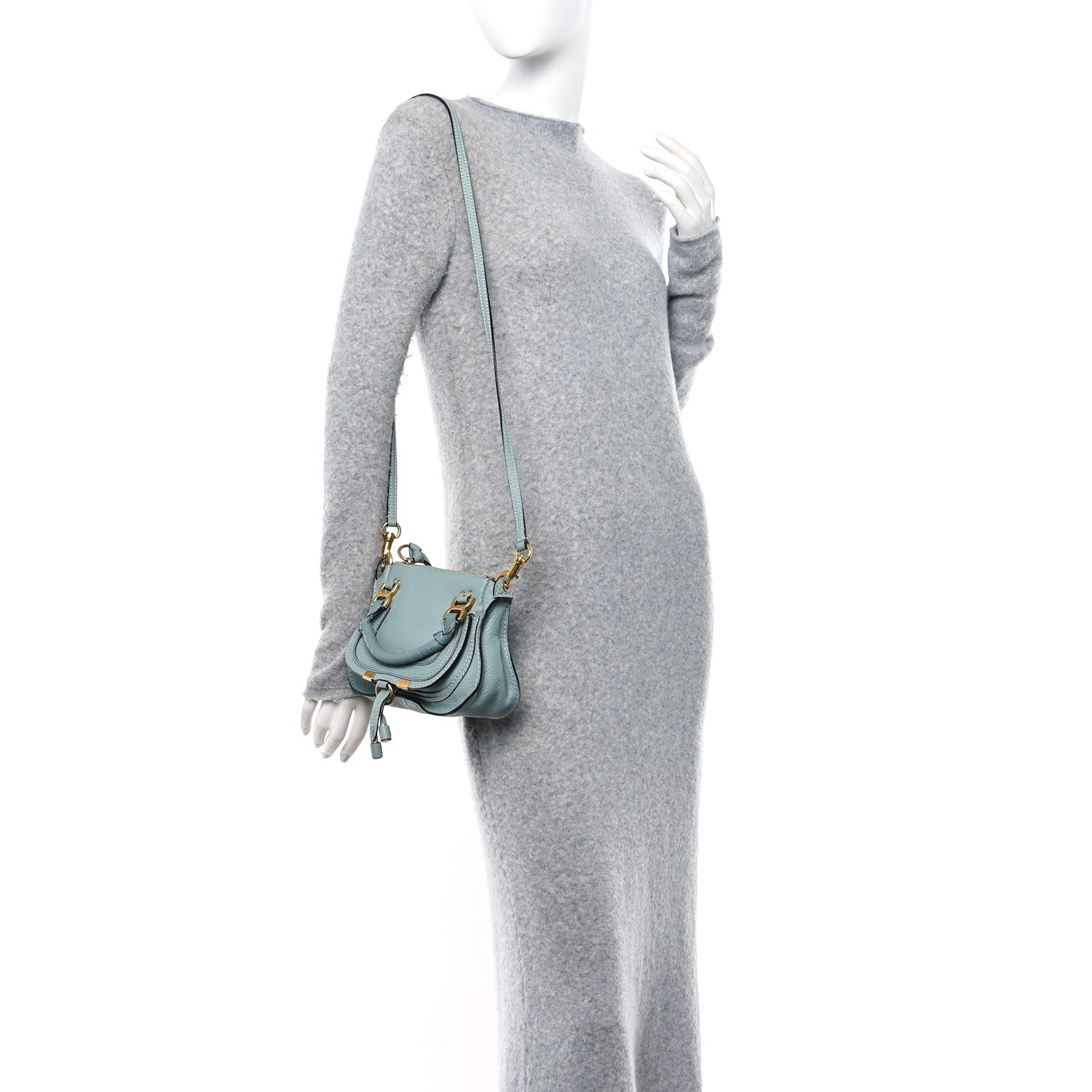 Chloe Calfskin Small Marcie Satchel Mint Blue 2 of 11