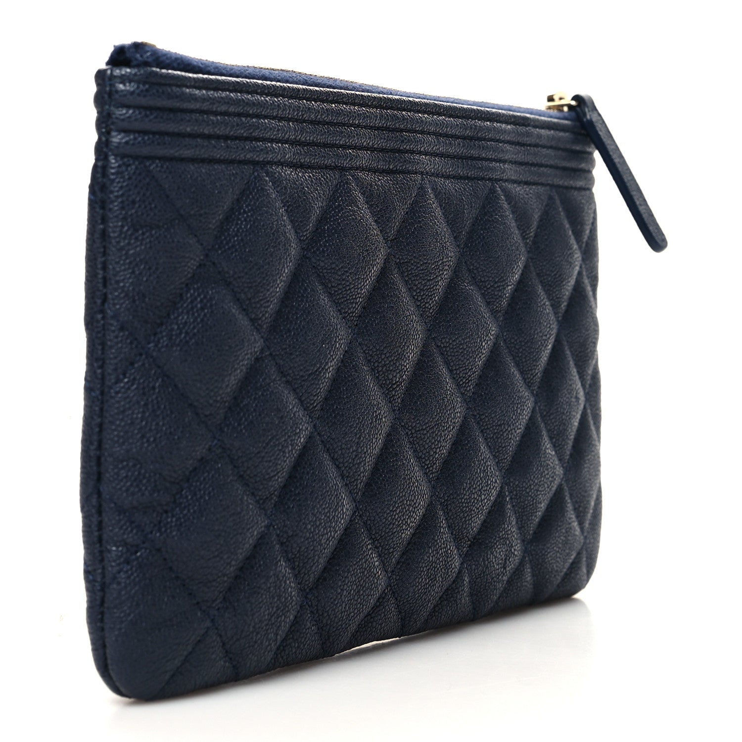 Chanel Caviar Quilted Small Zipped Boy Pouch Navy Blue 3 of 11