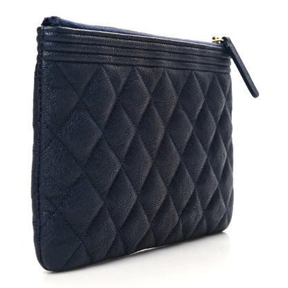 Chanel Caviar Quilted Small Zipped Boy Pouch Navy Blue 3 of 11