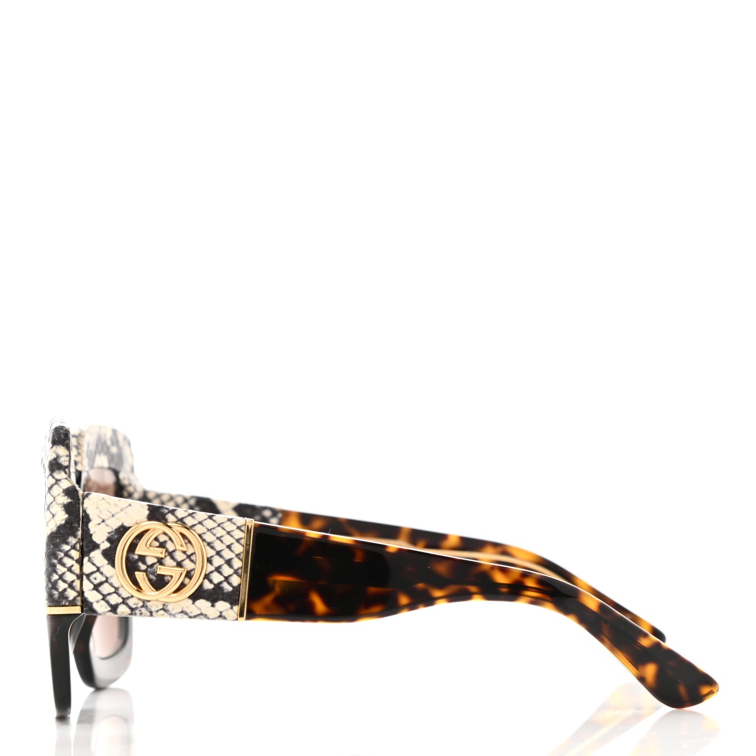 Gucci Snakeskin Acetate Square Sunglasses GG0484S Havana 3 of 6