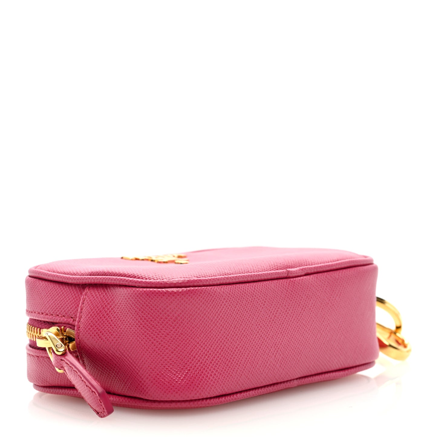 Saffiano Zip Pouch Charm Pink