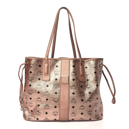 MCM Metallic Visetos Medium Liz Reversible Shopper Tote Champagne Gold 3 of 18