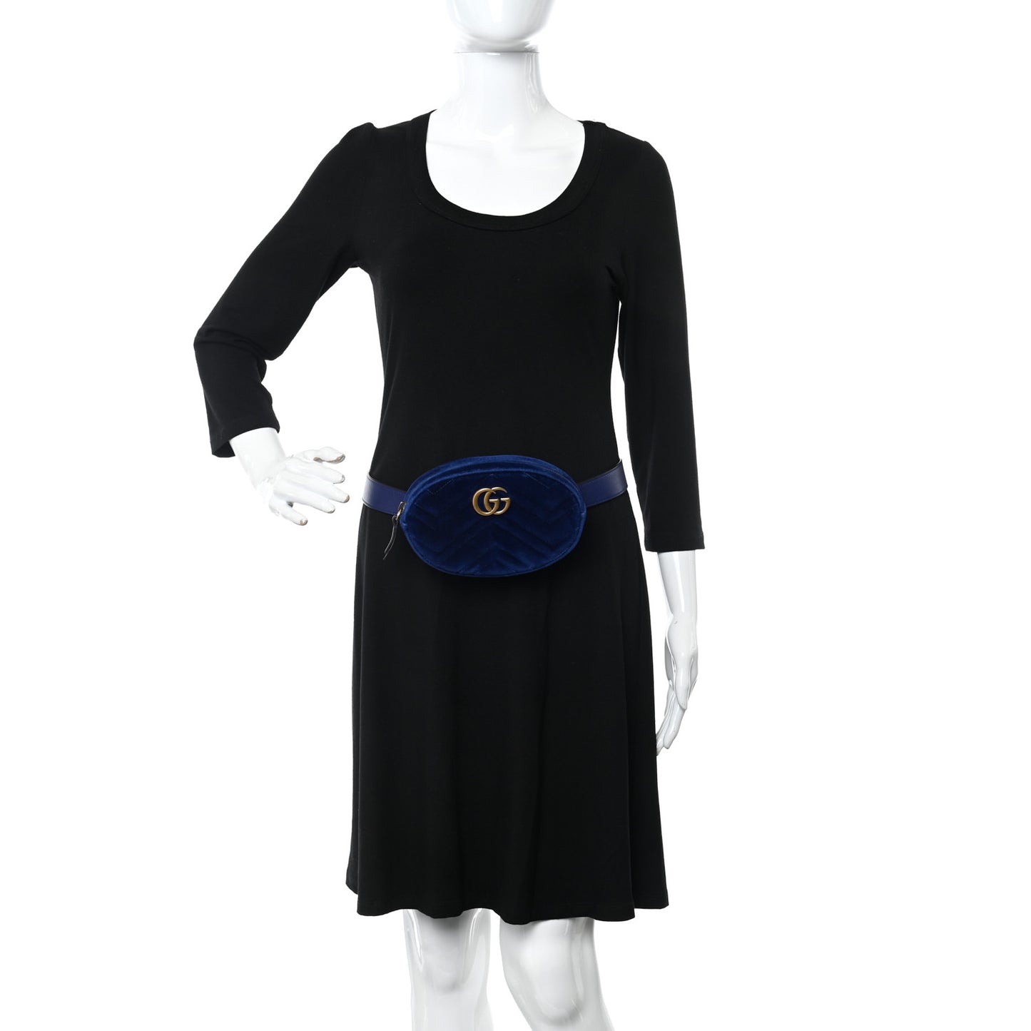 Velvet Matelasse GG Marmont Belt Bag 85 34 Cobalt Blue
