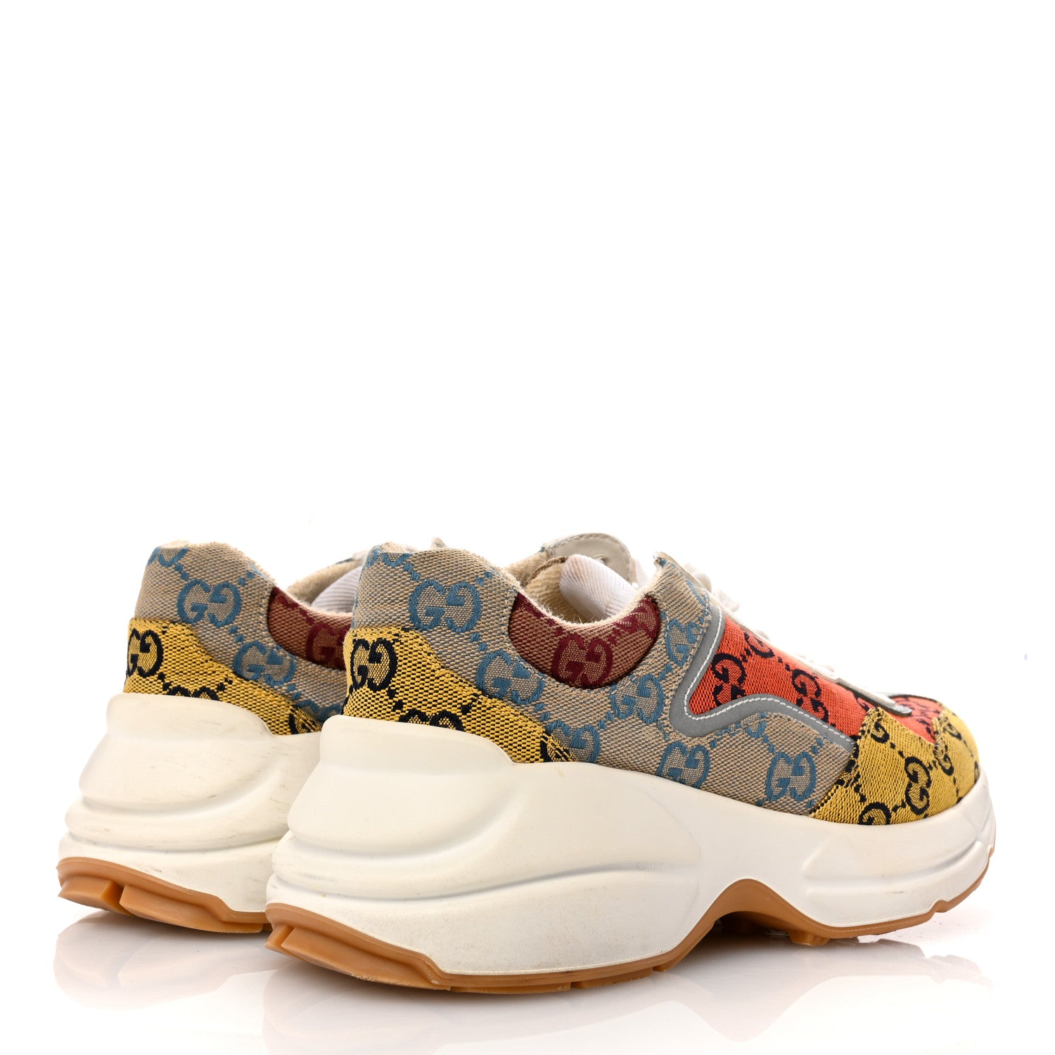 Gucci Monogram Multicolor Demetra Womens Rhyton Sneakers 37 Yellow Blue Great White Tabasco 5 of 11