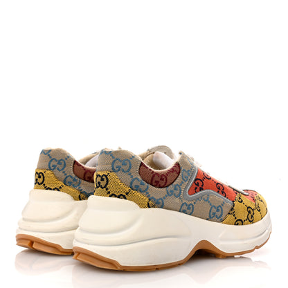 Gucci Monogram Multicolor Demetra Womens Rhyton Sneakers 37 Yellow Blue Great White Tabasco 5 of 11