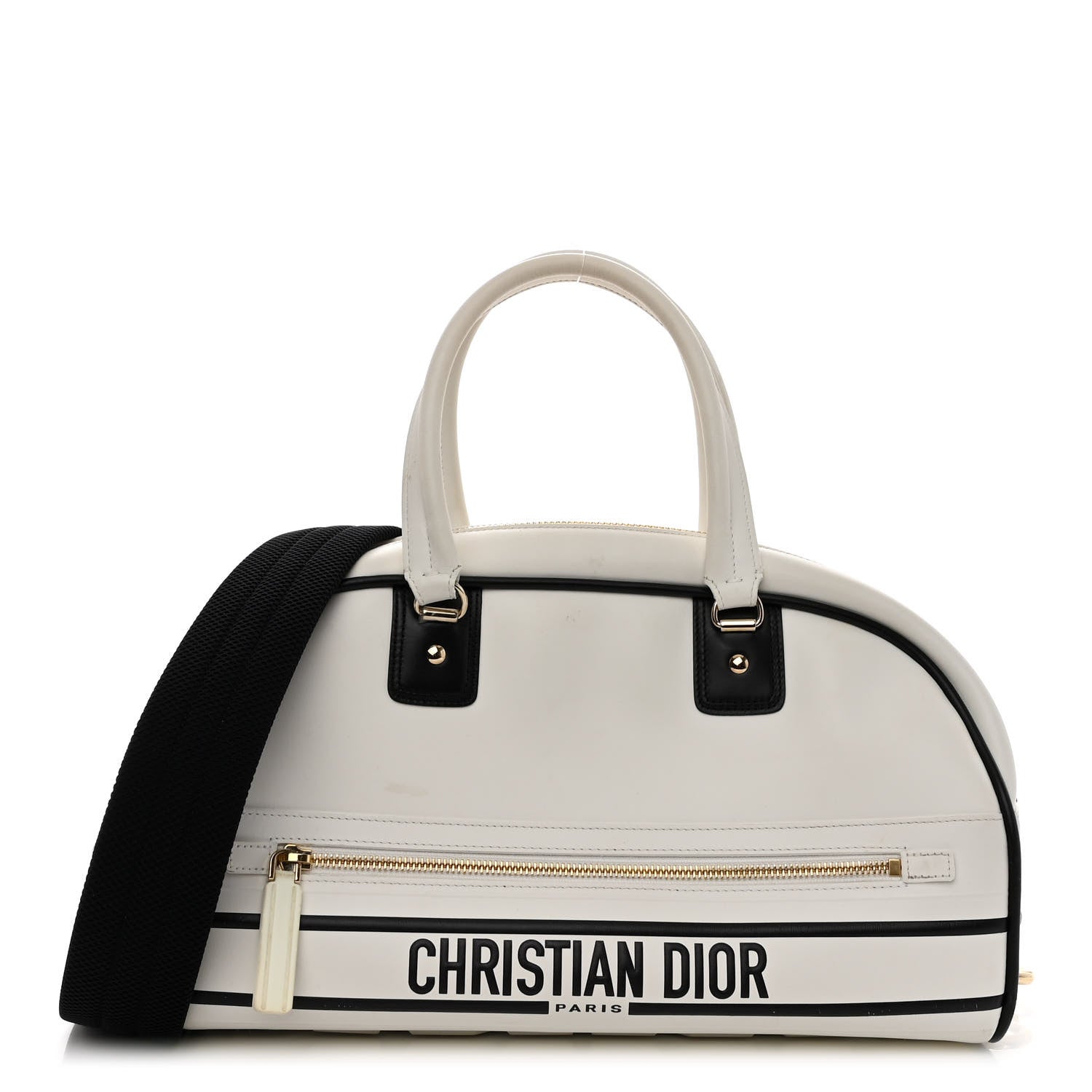 Christian Dior Calfskin Dior Vibe Zip Bowling Bag White 1 of 10