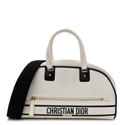 Christian Dior Calfskin Dior Vibe Zip Bowling Bag White 1 of 10