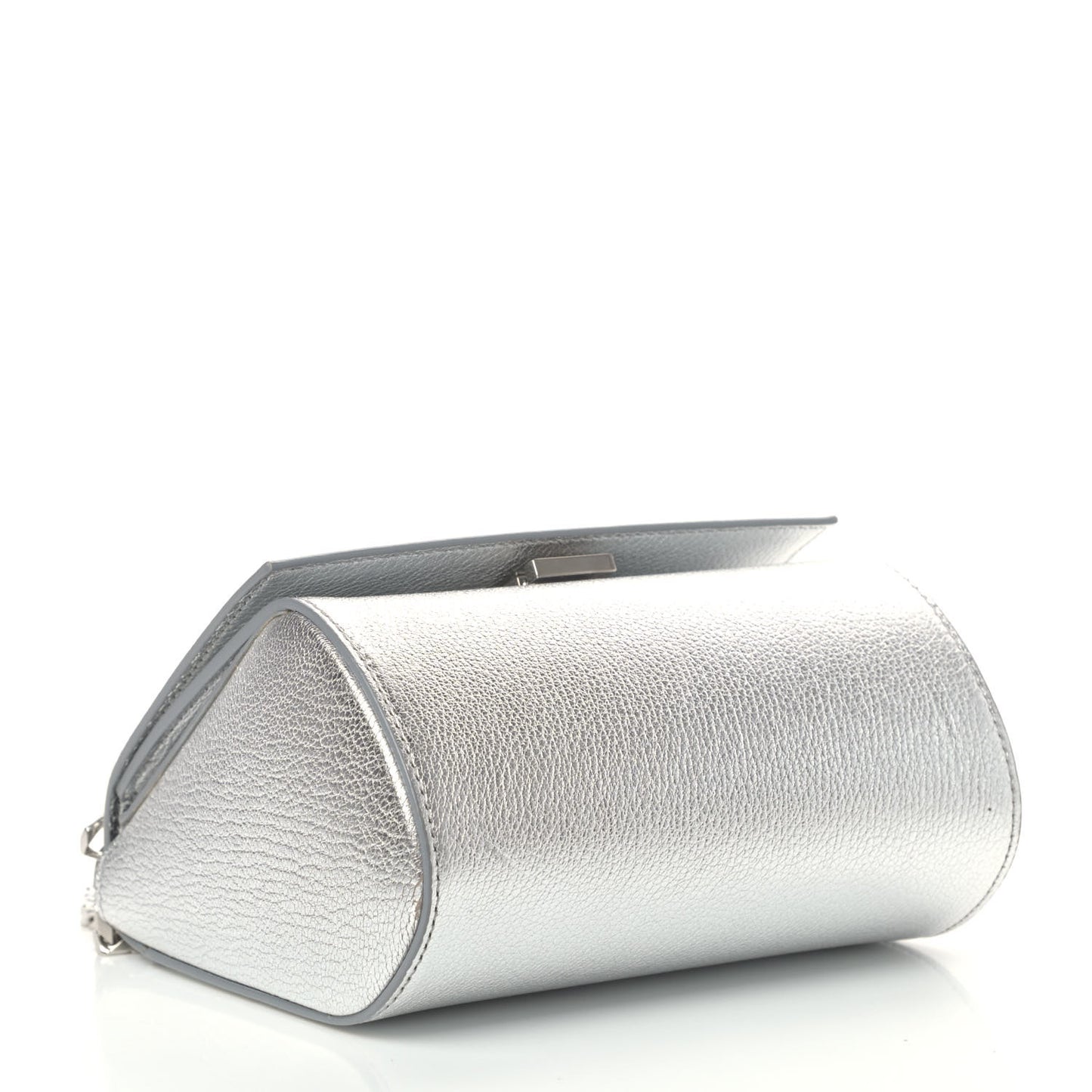 Metallic Calfskin Mini Pandora Box Chain Crossbody Bag Silver