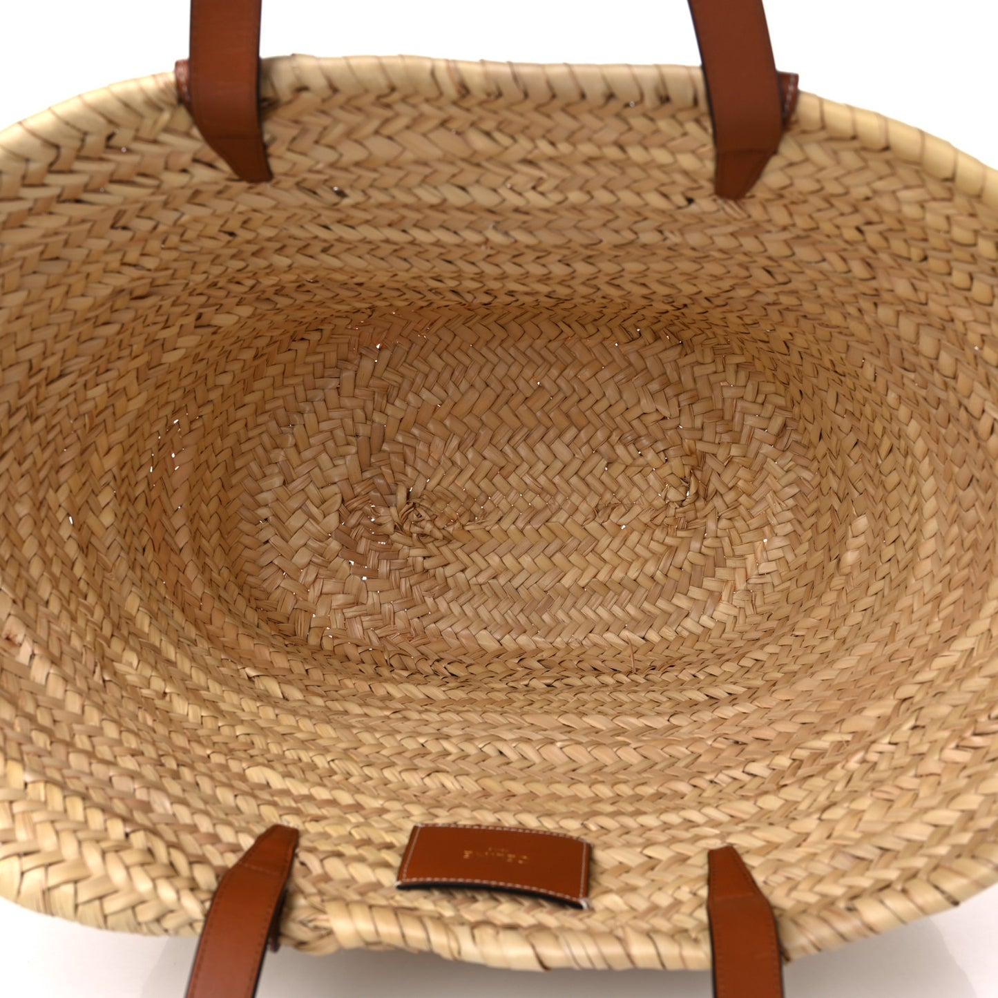 Raffia Calfskin Triomphe Medium Panier Tan