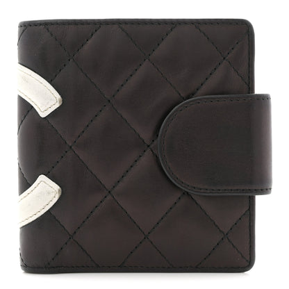 Chanel Calfskin Quilted Cambon Bi-fold Wallet Black White 1 of 10