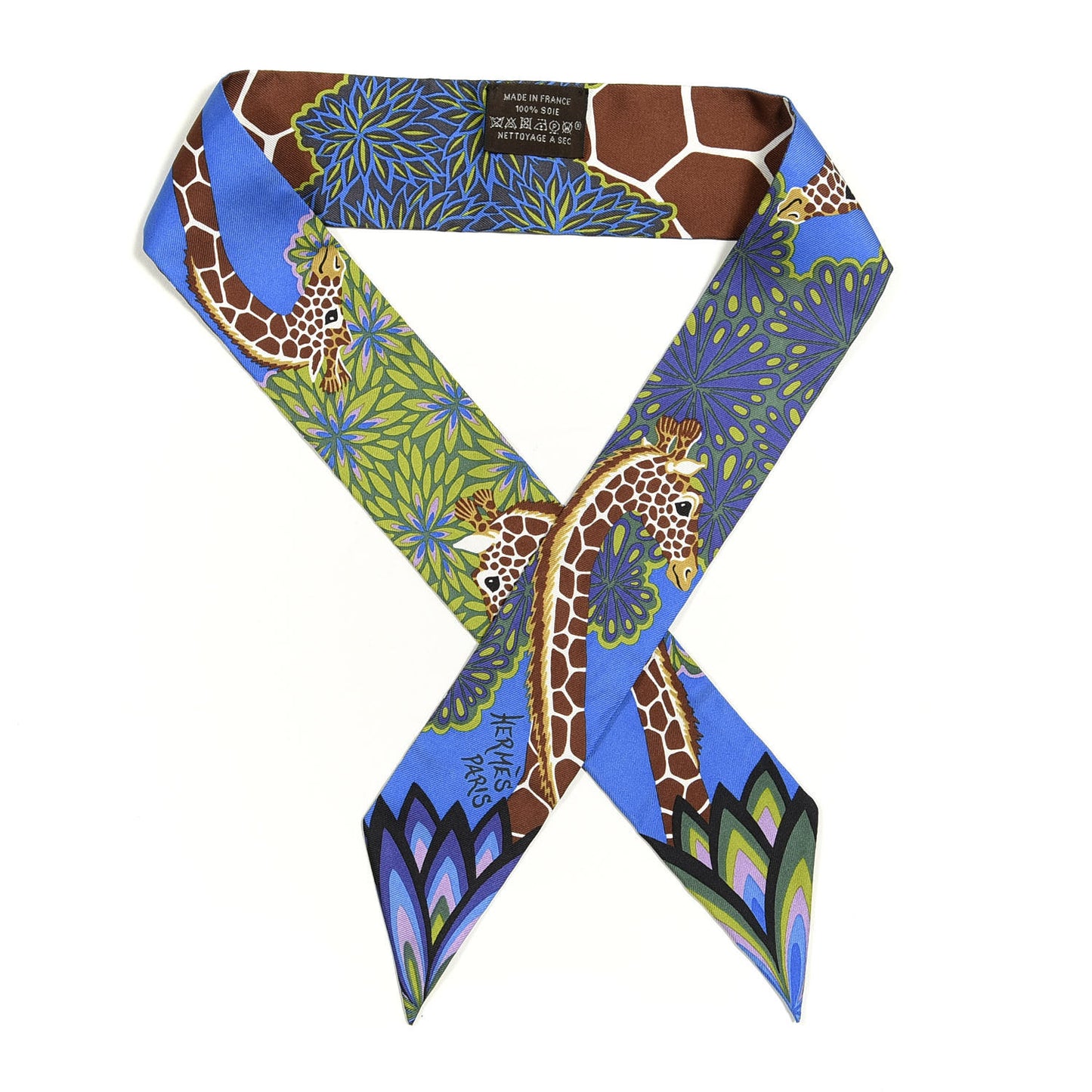 Silk The Three Graces Twilly Bleu Vert Marron