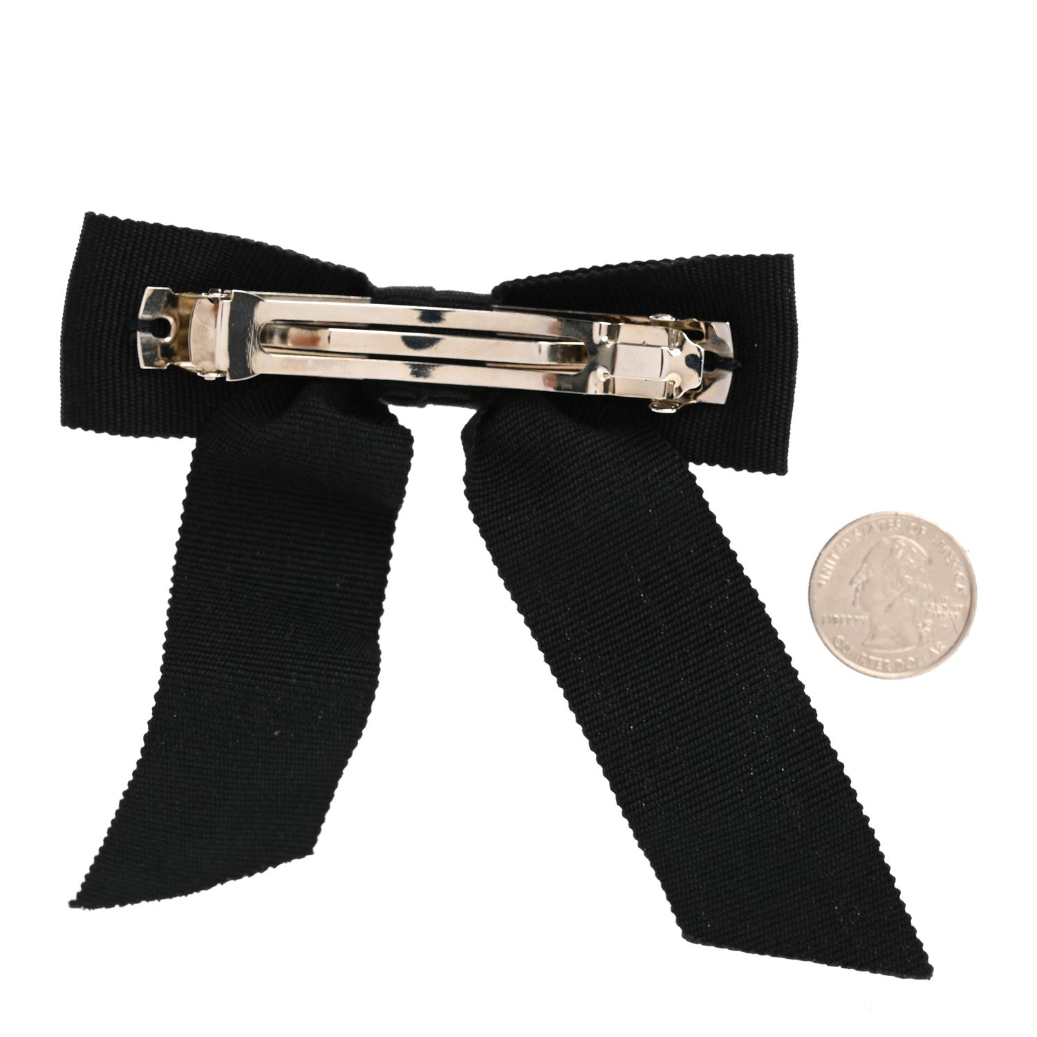 Chanel Grosgrain Bow CC Hair Clip Black 2 of 3