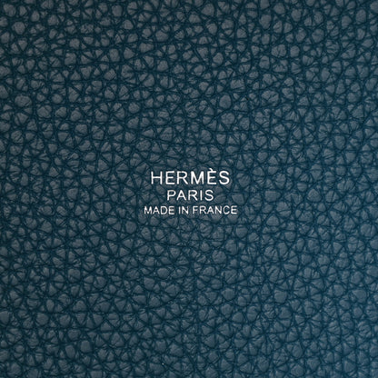 Hermes Taurillon Clemence Casaque Picotin Lock 18 PM Vert Bosphore Vert Cypress 6 of 11