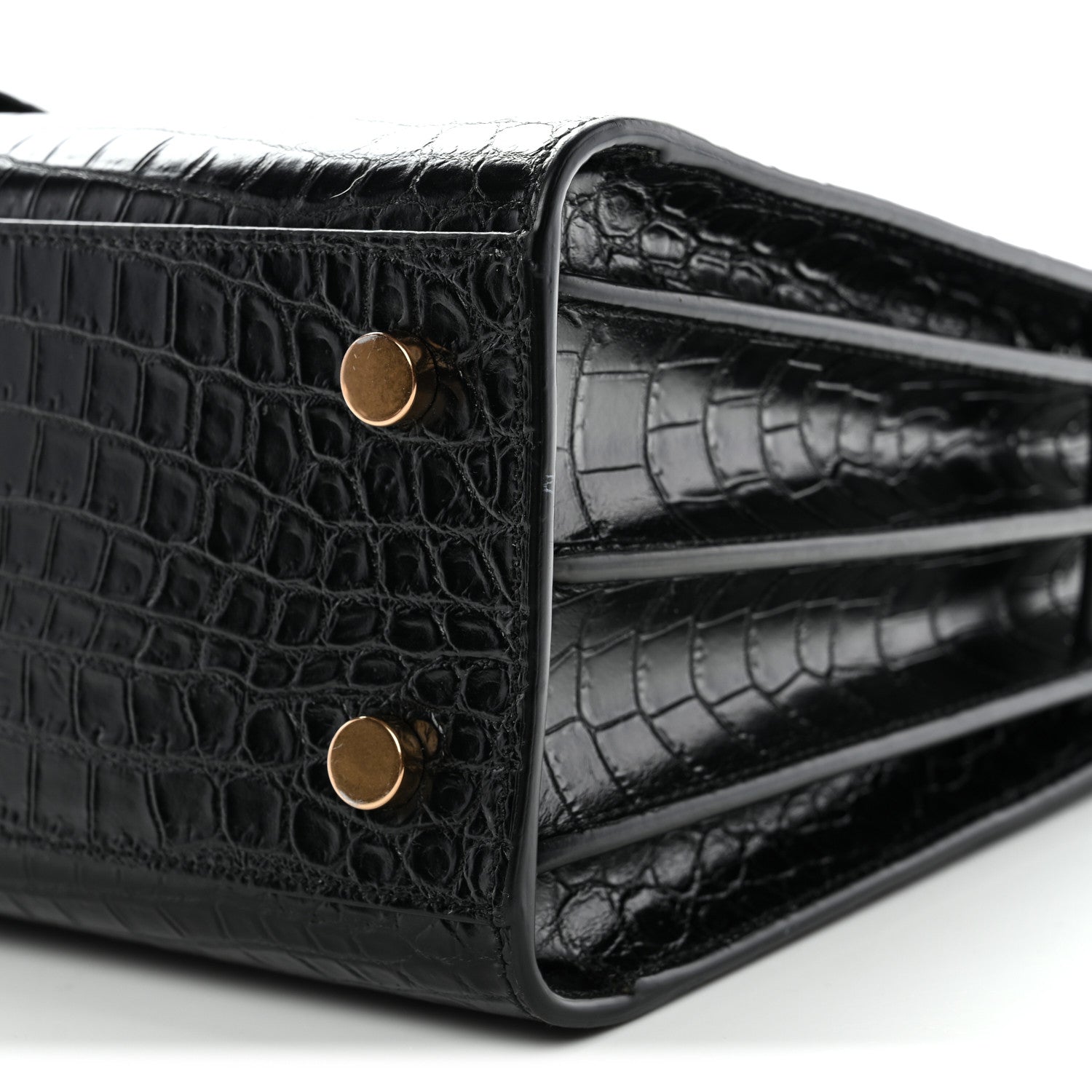 Saint Laurent Calfskin Crocodile Embossed Baby Sac De Jour Black 10 of 11