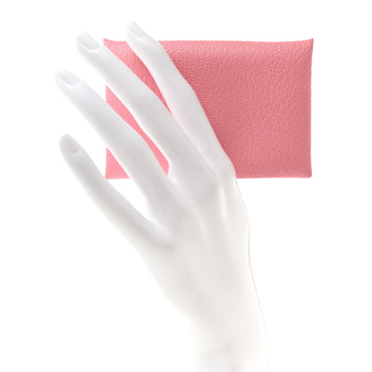Hermes Chevre Chandra Verso Calvi Card Case Rose Confetti Brique 2 of 7