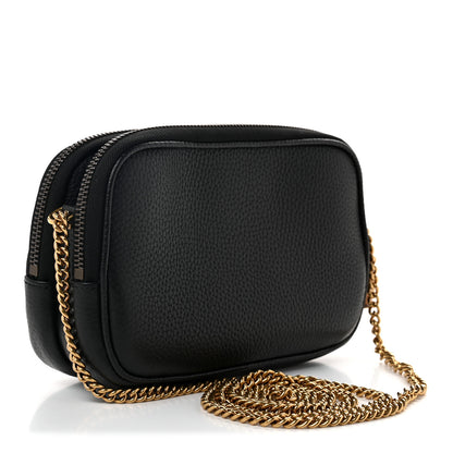 Gucci Pebbled Calfskin Super Mini GG Marmont Chain Shoulder Bag Black 2 of 9