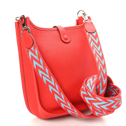 Hermes Taurillon Clemence Zigzag Evelyne TPM Rouge De Coeur Bleu Du Nord 3 of 9