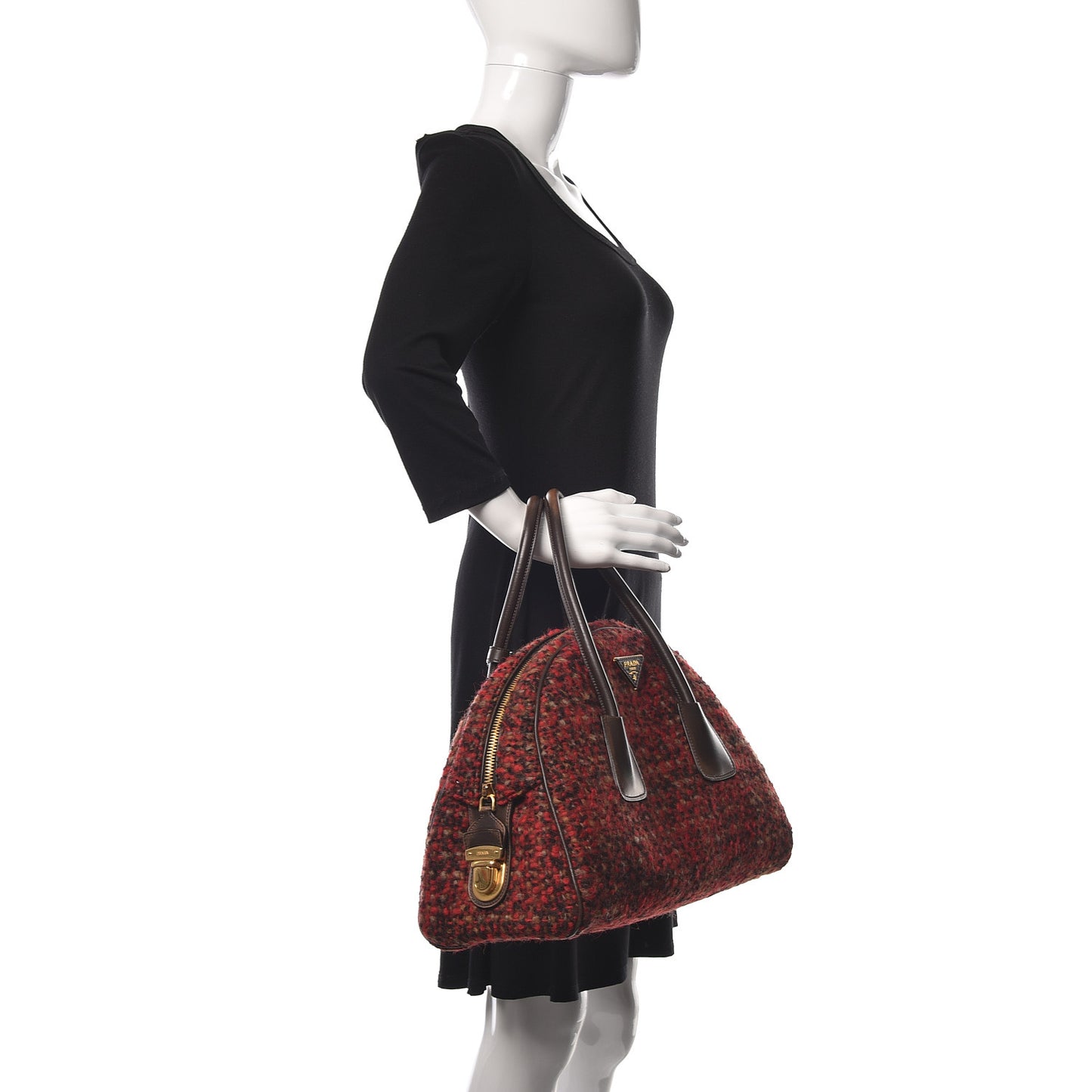 Tessuto Tweed Vitello Bowling Bag Lacca Knicker