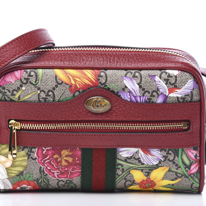 Gucci GG Supreme Monogram Flora Web Mini Ophidia Shoulder Bag Red 9 of 10