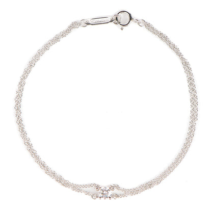 Tiffany Platinum Diamond .20ct Double Chain Solitaire Bracelet 1 of 5