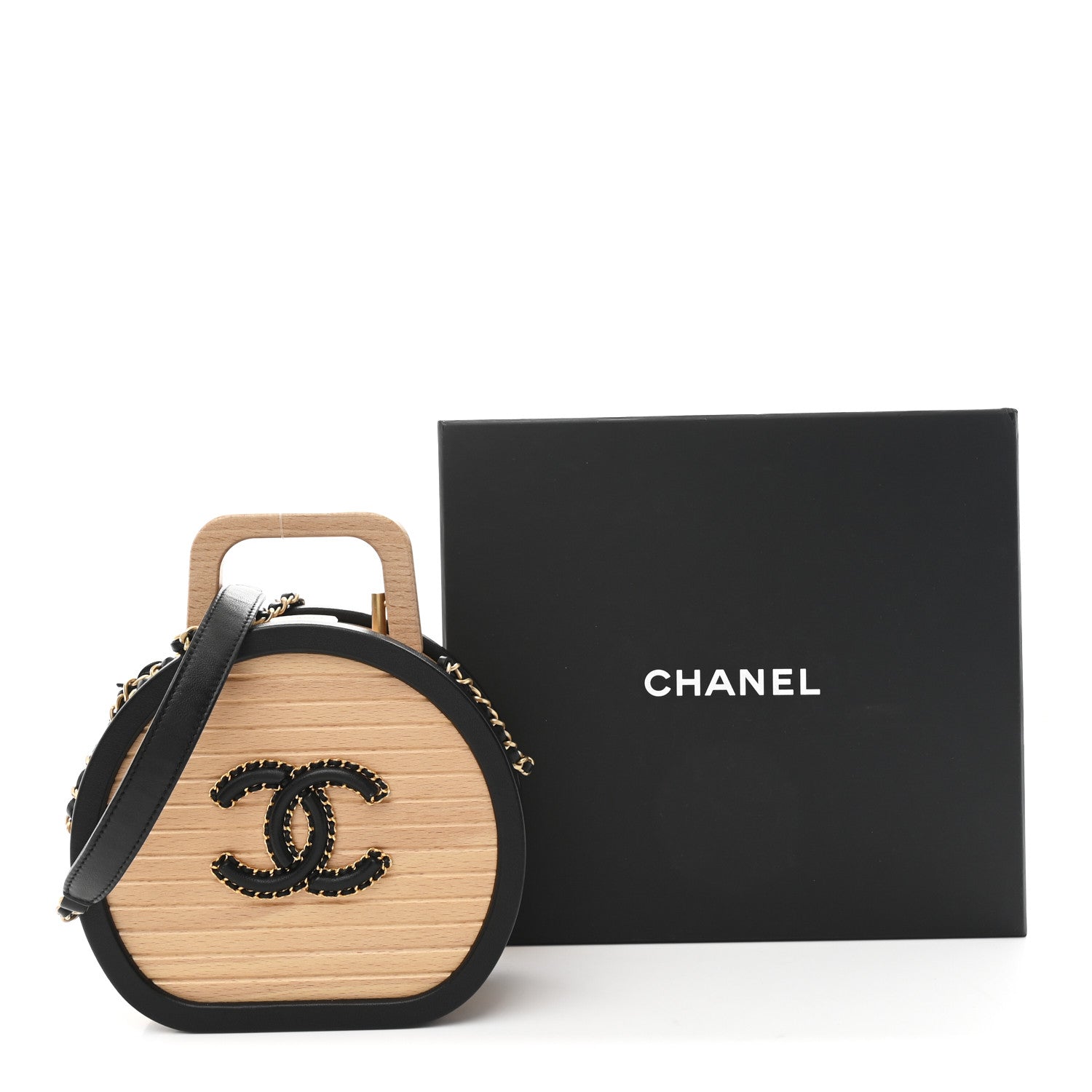 Chanel Beech Wood Lambskin Round CC Vanity Case Black 11 of 11
