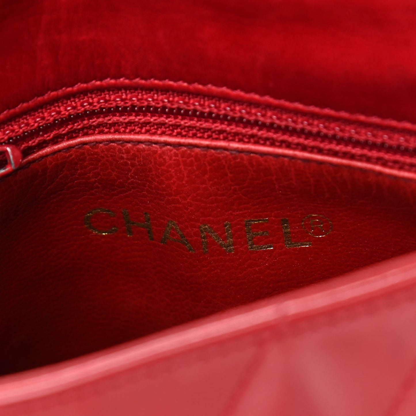 Patent Quilted Chevron Mini Flap Bag Red