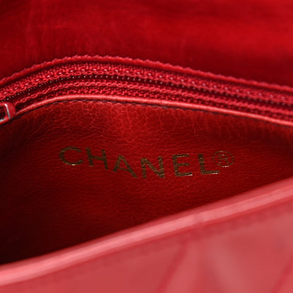 Chanel Patent Quilted Chevron Mini Flap Bag Red 6 of 11