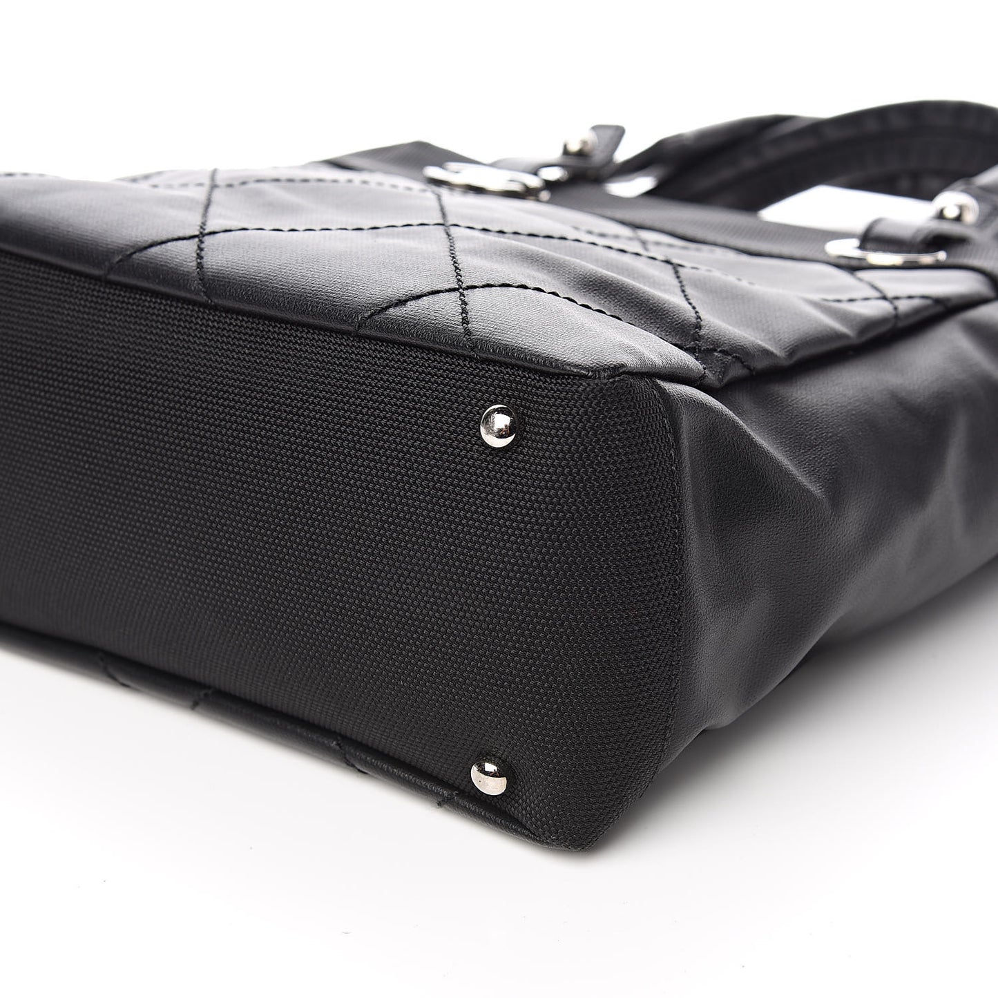 Coated Canvas Quilted Small Paris Biarritz Tote Black