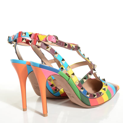 Valentino Garavani Calfskin 1973 Rockstud Ankle Strap 100mm Pumps 37.5 Multicolor 4 of 7