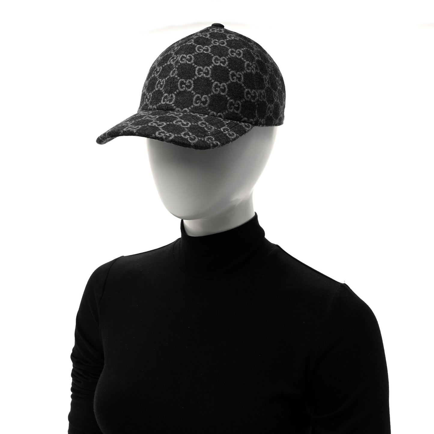 Covered Wool GG Monogram Baseball Hat L Grey Dark Grey