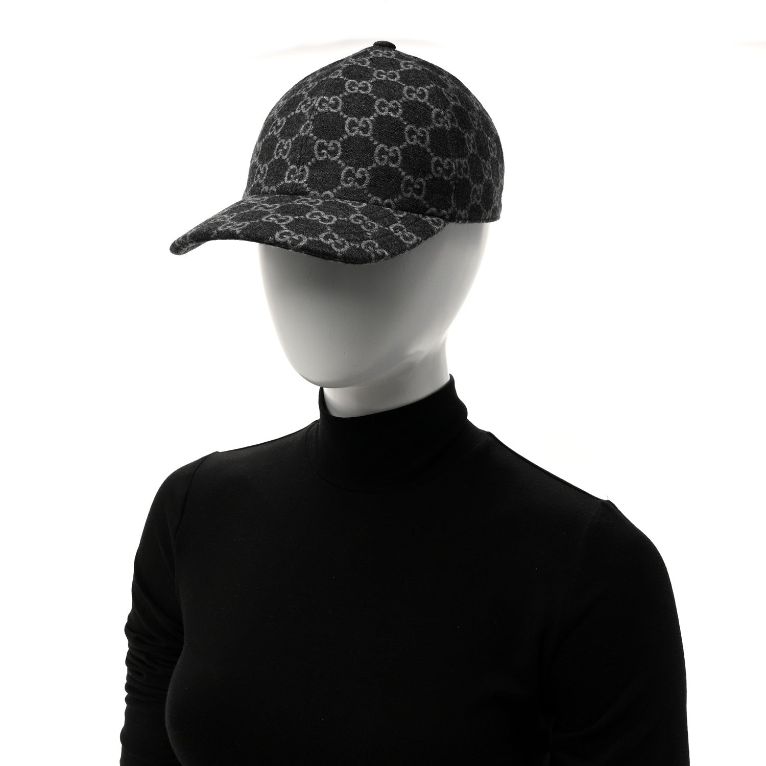Gucci Covered Wool GG Monogram Baseball Hat L Grey Dark Grey 2 of 9