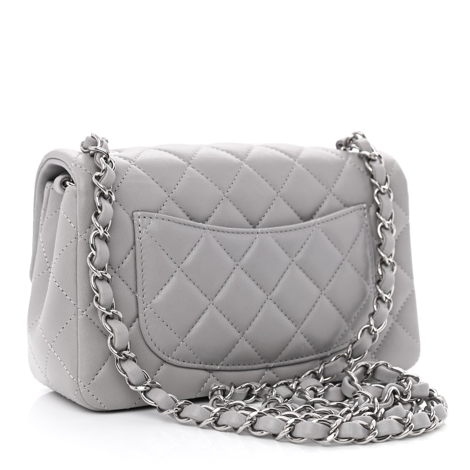 Chanel Lambskin Quilted Mini Rectangular Flap Grey 3 of 10