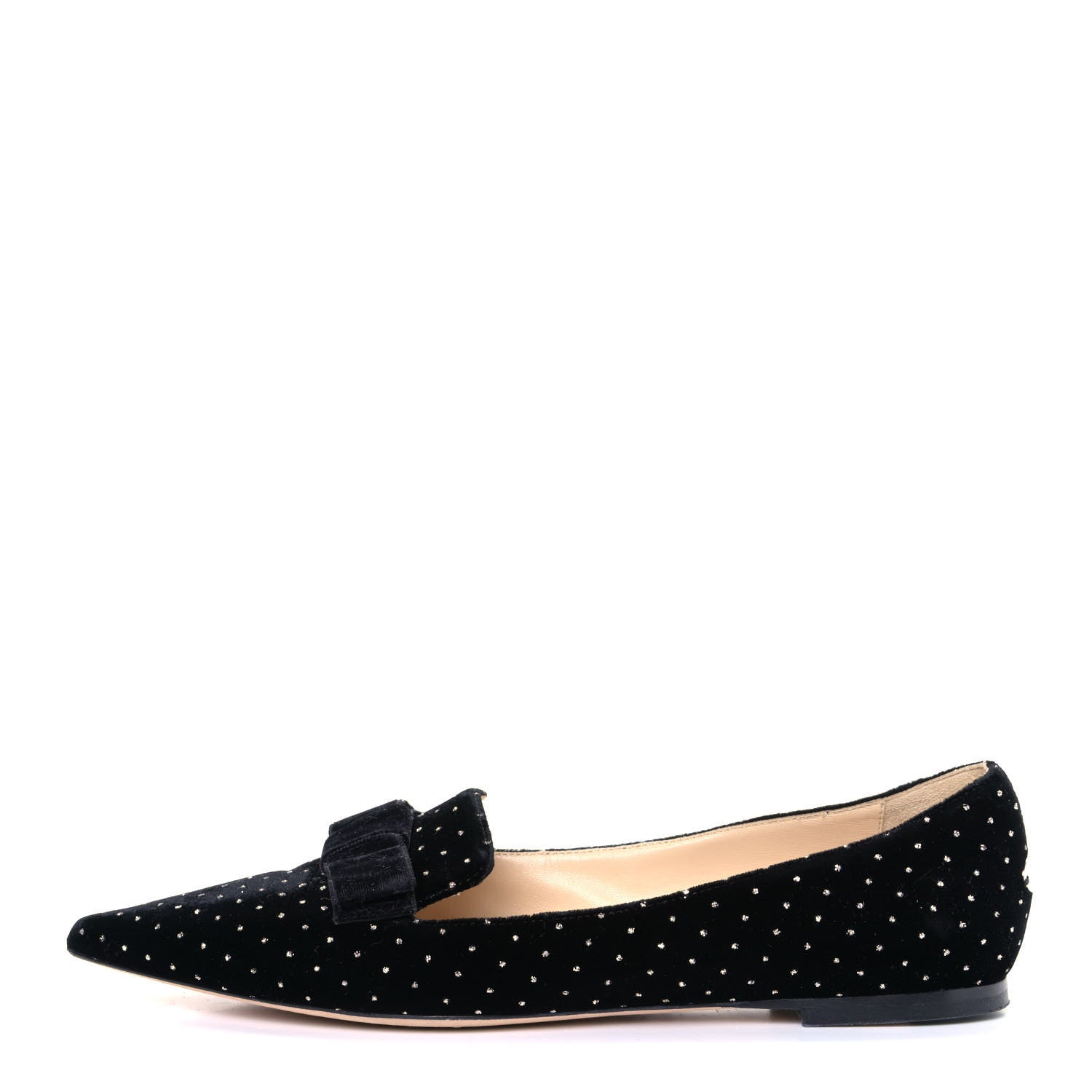 Jimmy Choo Velvet Ministud Gala Bow Flats 39 Black 1 of 11
