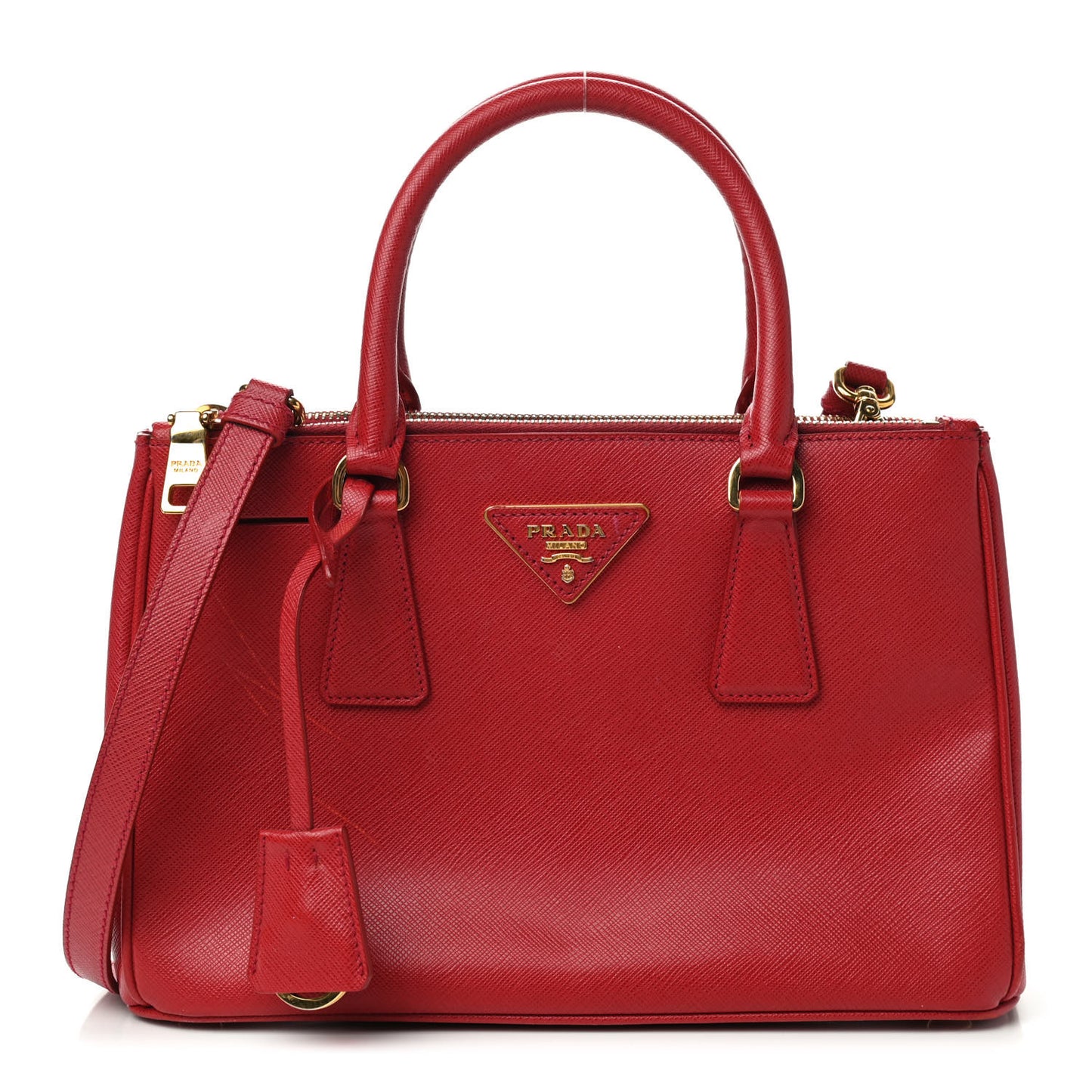 Saffiano Small Galleria Double Zip Tote Fuoco