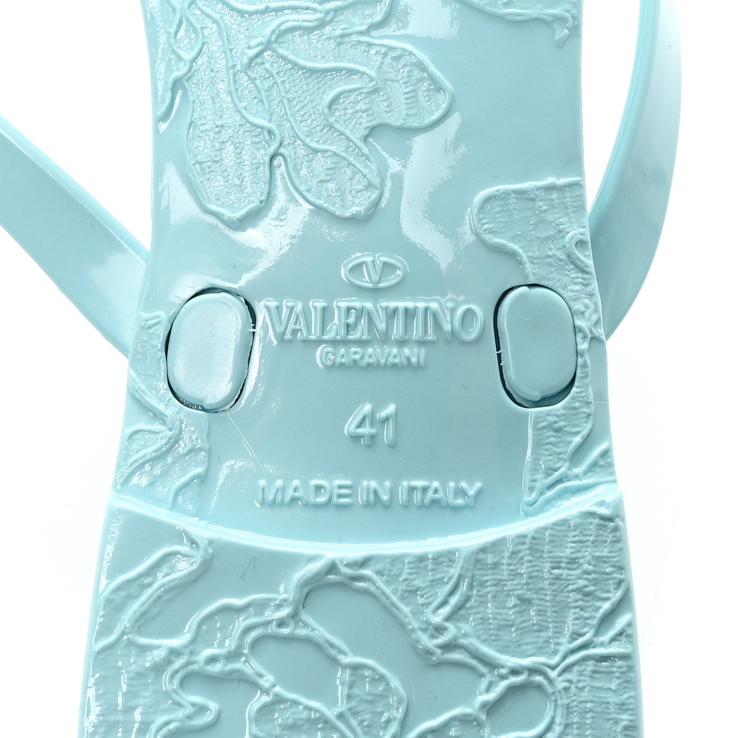 VALENTINO アクアブルー スタッズ ミュール Valentino Garavani PVC Jelly Rockstud Bow Thong Sandals 41 Light