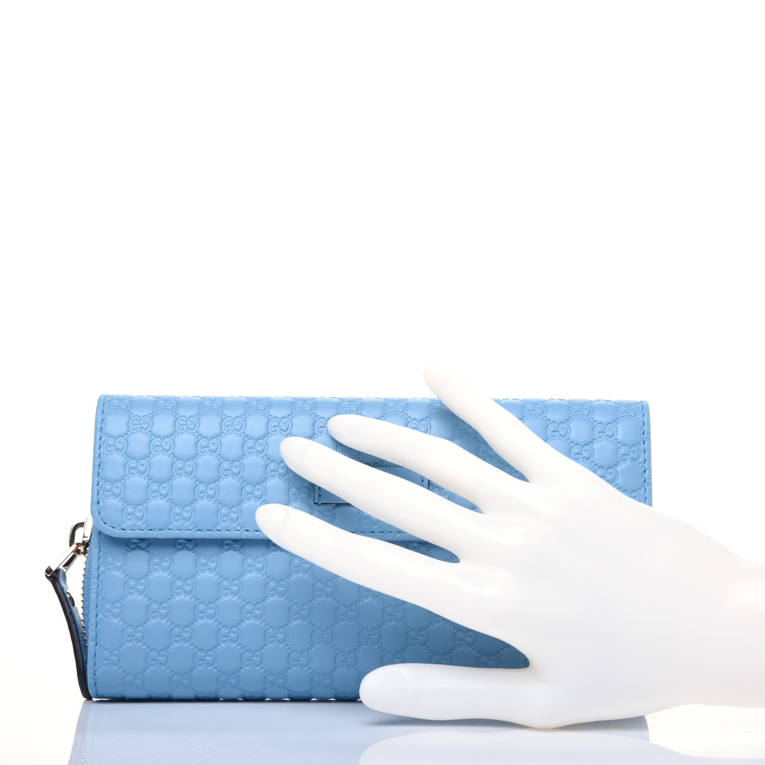 Gucci Soft Microguccissima Continental Zip Wallet Mineral Blue 2 of 14