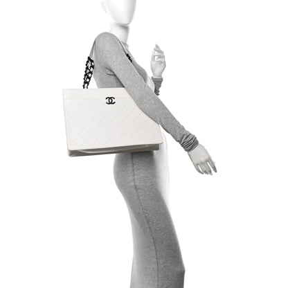 Chanel Caviar Quilted My Everything Large Shopping Tote White Black 2 of 15
