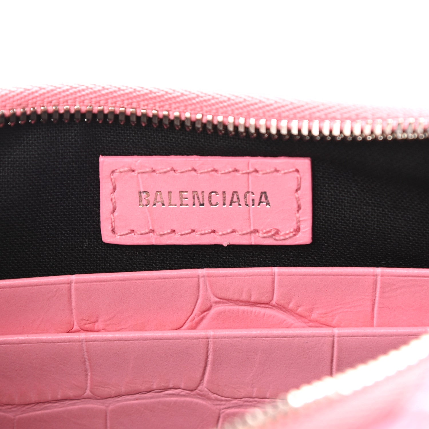 Balenciaga Extra Supple Calfskin Crocodile Embossed Le Cagole Mini Purse With Chain Sweet Pink 6 of 11