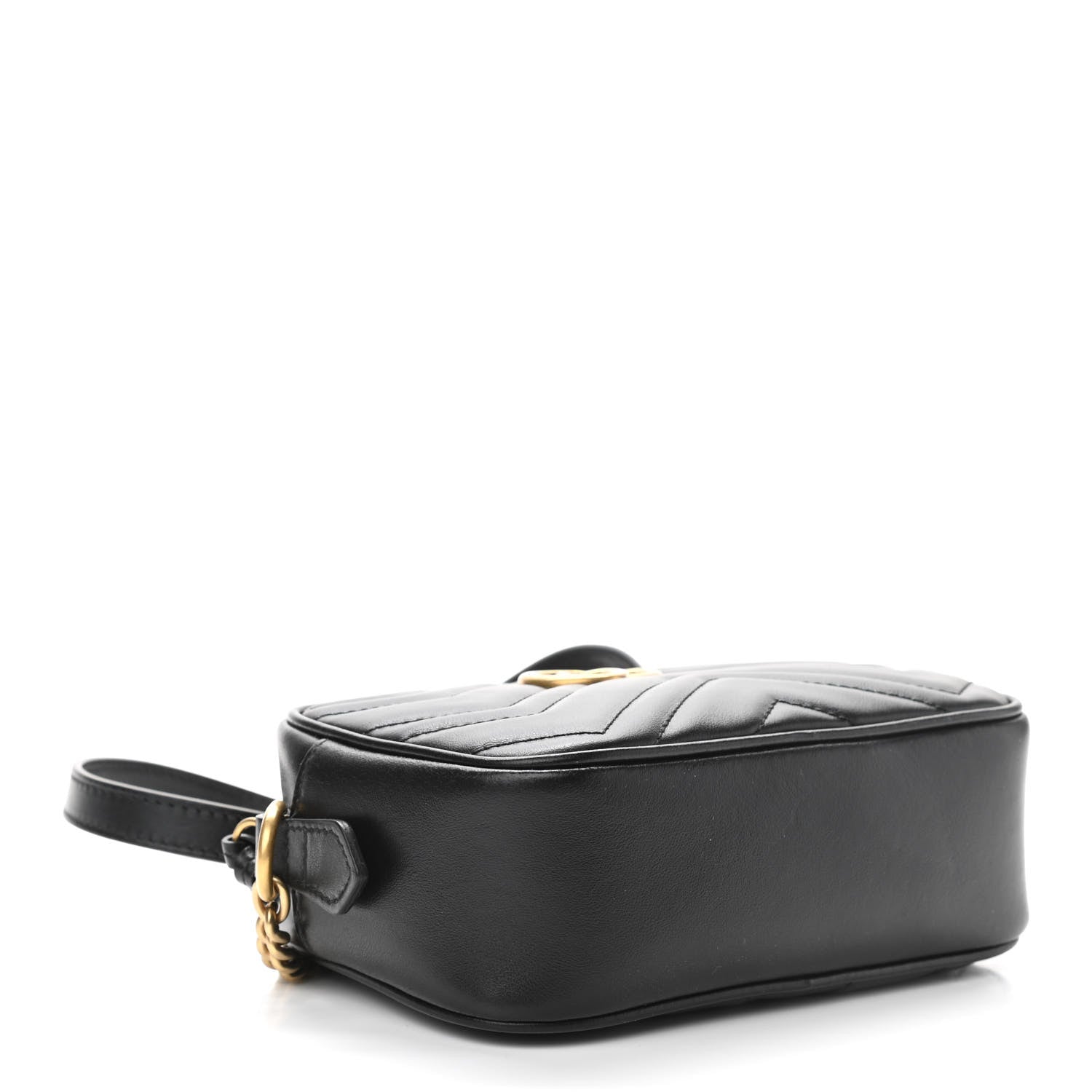 Gucci Calfskin Matelasse Mini GG Marmont Chain Shoulder Bag Black 4 of 10
