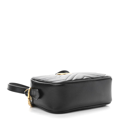 Gucci Calfskin Matelasse Mini GG Marmont Chain Shoulder Bag Black 4 of 10