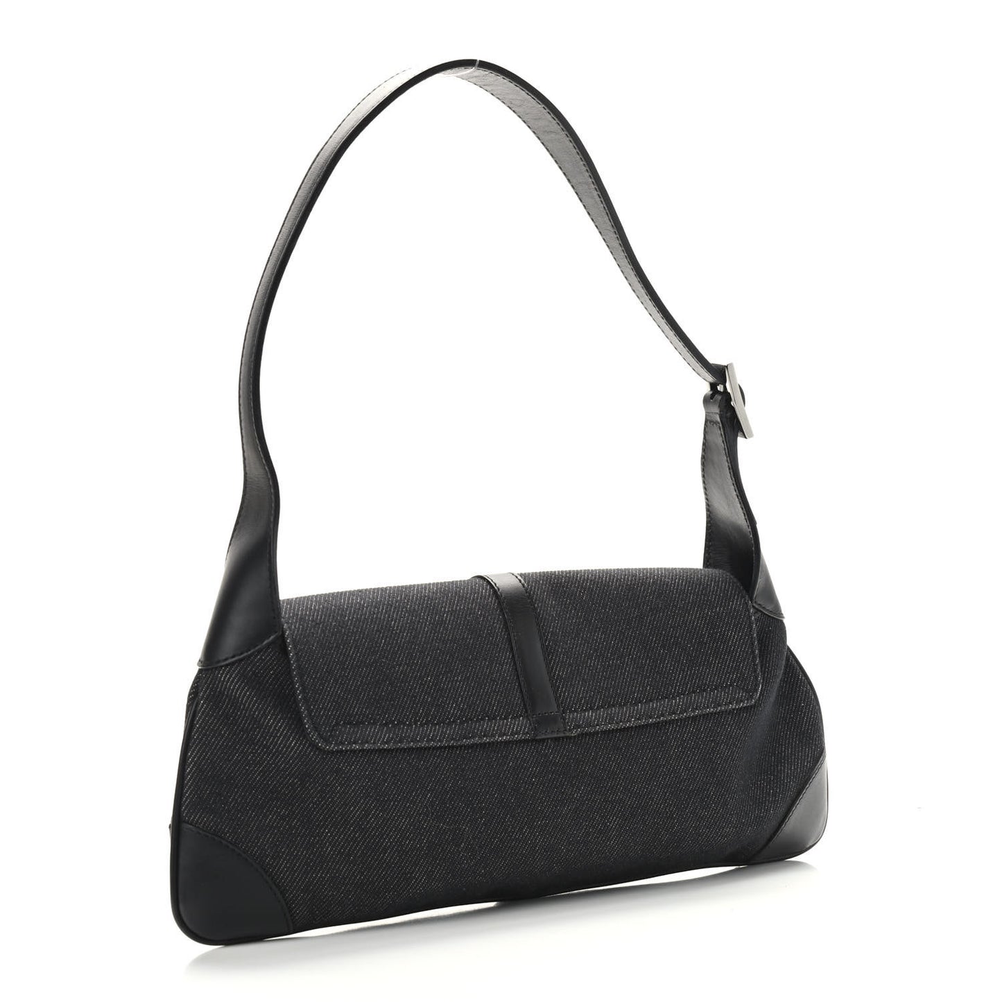 Denim Calfskin Small Jackie O Hobo Black