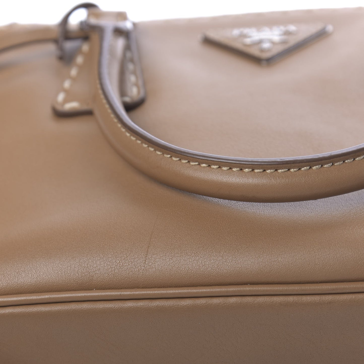 City Calf Mini Hand Stitched Galleria Double Zip Tote Caramel