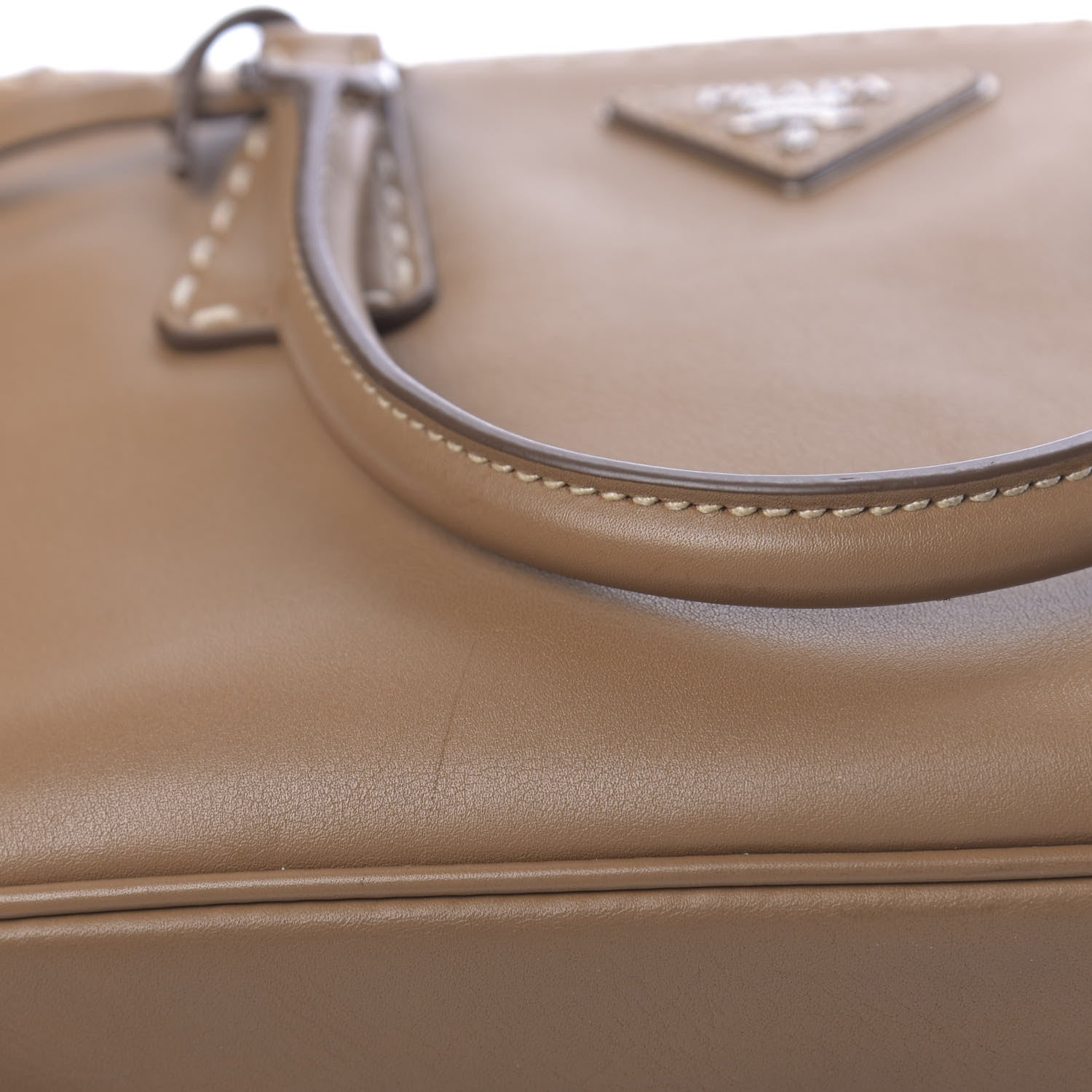 Prada City Calf Mini Hand Stitched Galleria Double Zip Tote Caramel 13 of 18