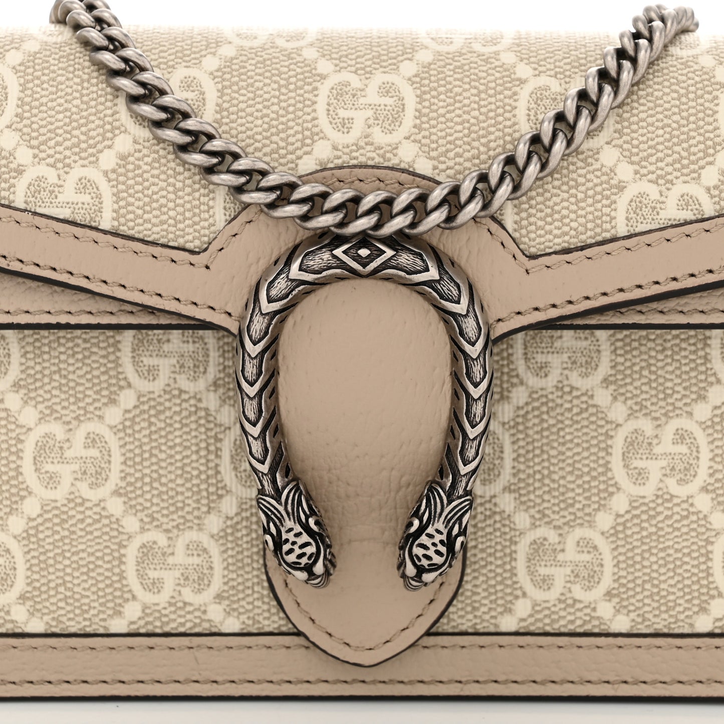 GG Supreme Monogram Textured Dollar Calfskin Super Mini Dionysus Shoulder Bag Beige Mystic White Oatmeal