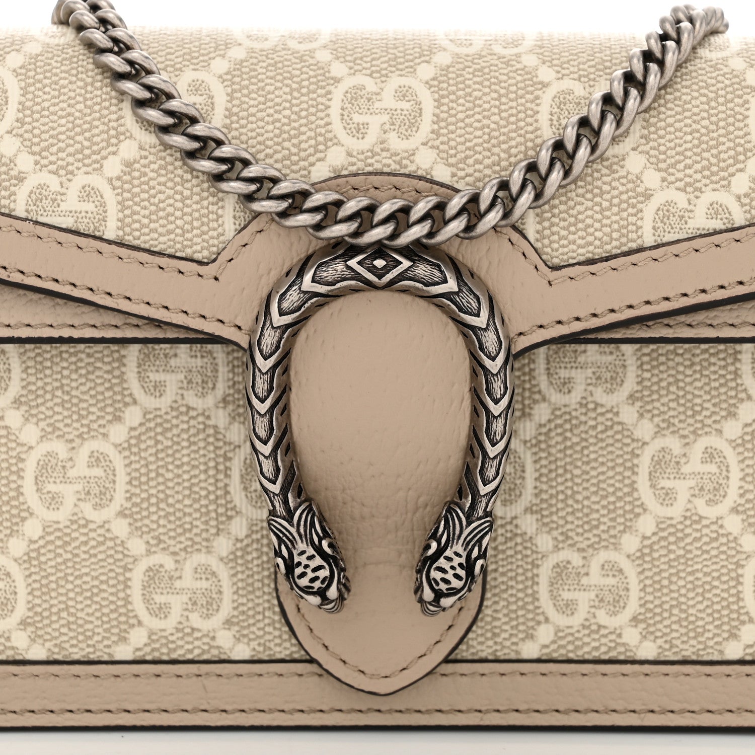Gucci GG Supreme Monogram Textured Dollar Calfskin Super Mini Dionysus Shoulder Bag Beige Mystic White Oatmeal 8 of 11