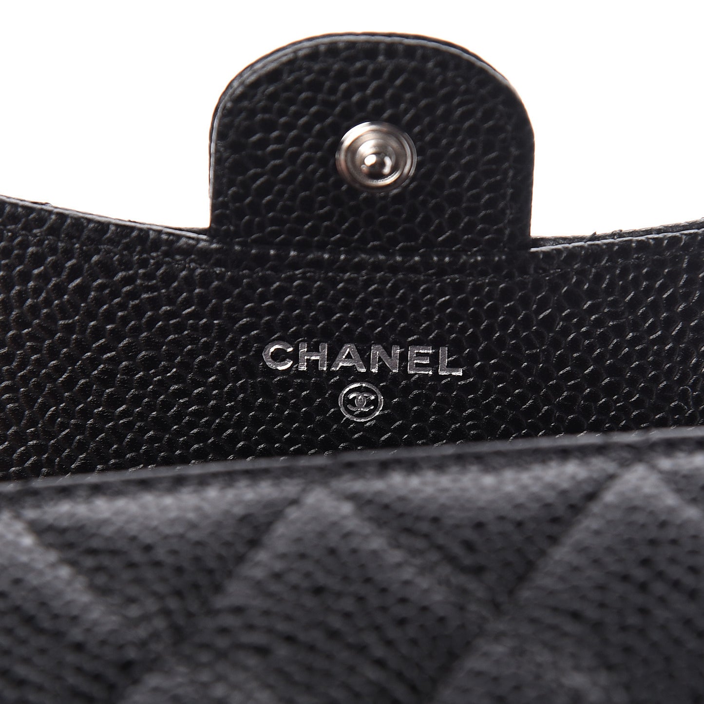Caviar Quilted Compact Flap Wallet Black