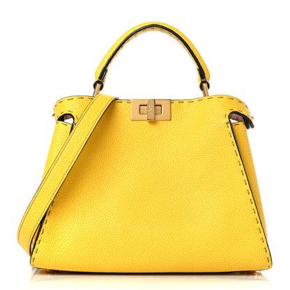 Fendi Cuoio Romano Selleria Chamois Medium Peekaboo Iconic Essentially Satchel Limone Cipria White 1 of 10