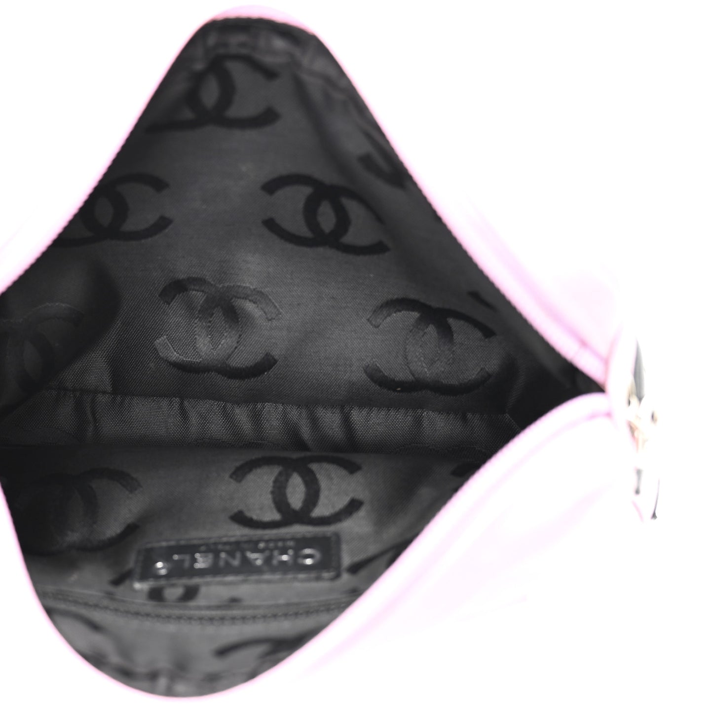 Calfskin Quilted Cambon Pochette Pink Black