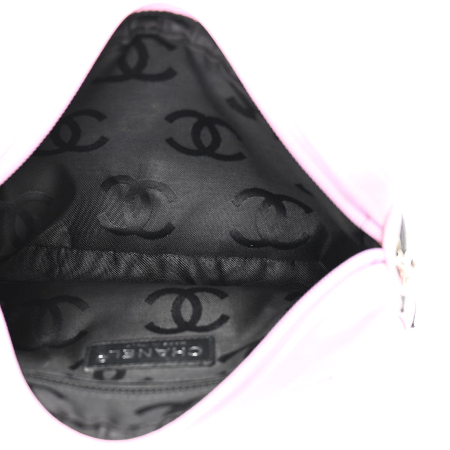 Chanel Calfskin Quilted Cambon Pochette Pink Black 5 of 9