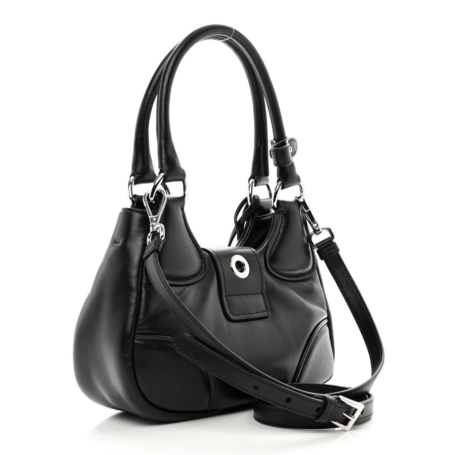 Prada Nappa Soft Padded Re-Edition 2002 Moon Bag Black 3 of 9